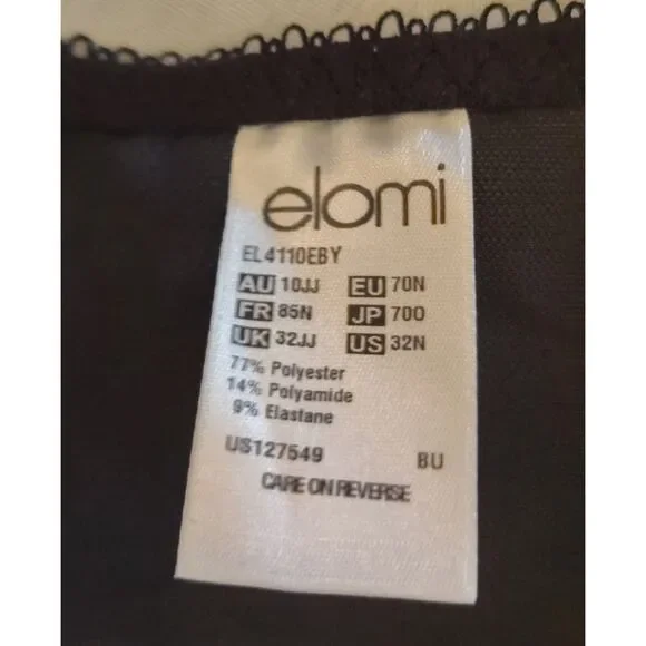 NWT Elomi  Morgan Size 32N  Underwired Plus Size Lingerie Lace Stretch Ebony - Picture 4 of 6